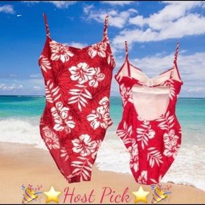 Sand N Sun Swimsuit Red and White One Pierce